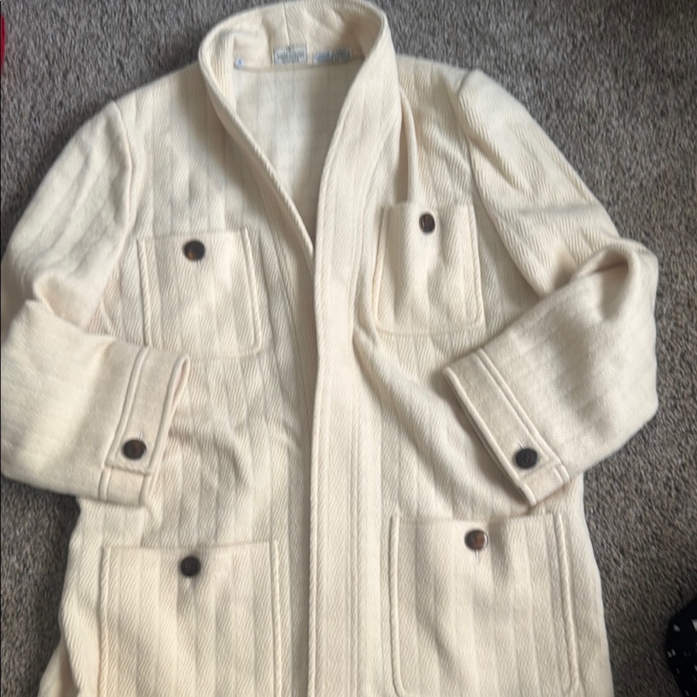 Valentino Cream Cardigan Jacket with Textured Fabric made in Italy